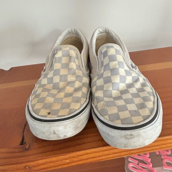 Vans Light Grey Checker slip sneakers women’s size 8 - Picture 3 of 10